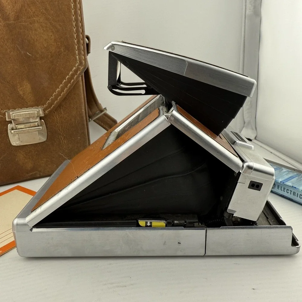 Vintage Polaroid SX-70 Land Camera Leather Folding Instant Film Case Flash Untes